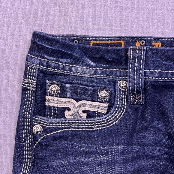 Rock Revival Lindsie Skinny Jeans Women 30 Dark Wash Embellished Pockets - Picture 8 of 16